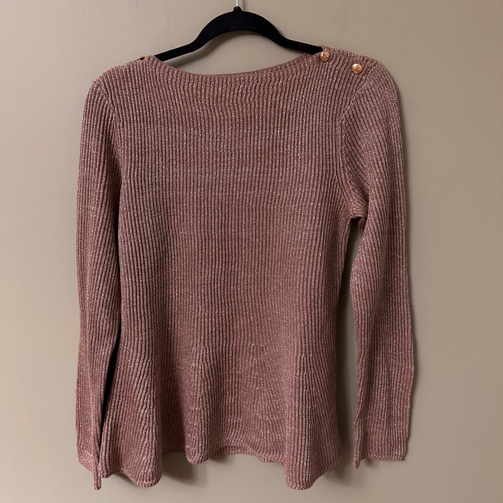 Lauren Ralph Lauren Exclusive Gold Metallic Ribbed Knit Top Sz L Holiday Festive
